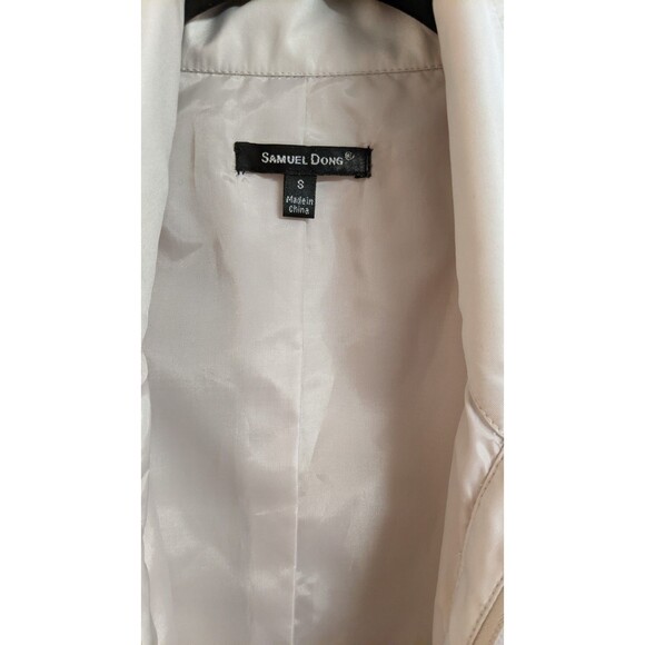 Women's Samuel Dong Champagne Ruffle Front Zippered Bubble Hem Coat Small - Picture 11 of 11